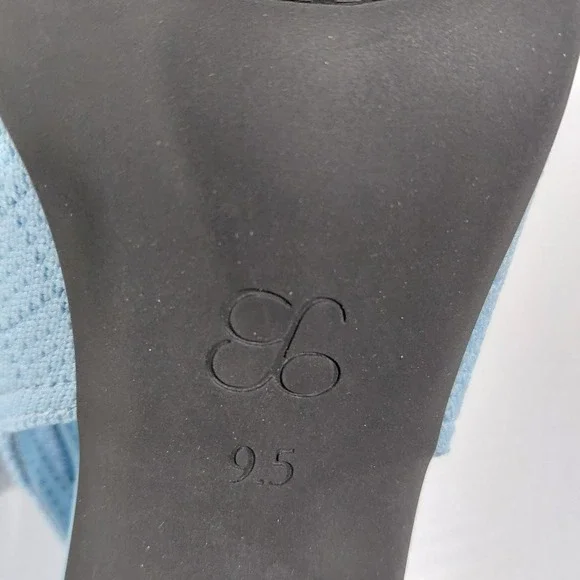 Cosy Island Light Blue Knit Pointed Toe Slingback Flared Heel Pumps Womens 9.5 - Picture 3 of 12